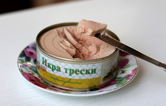 Икра трески перед употреблением