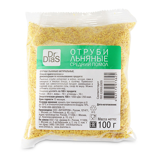 Льняные отруби в упаковке