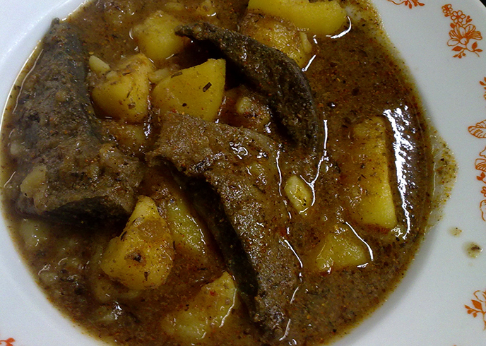 Печень с картошкой