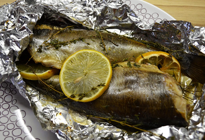 Приготовленная рыба терпуг