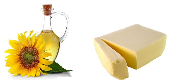 Подсолнечное и сливочное масла