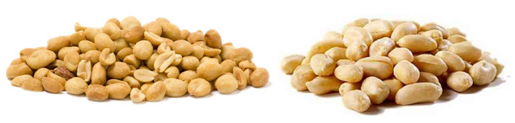 Жареный и сырой арахис